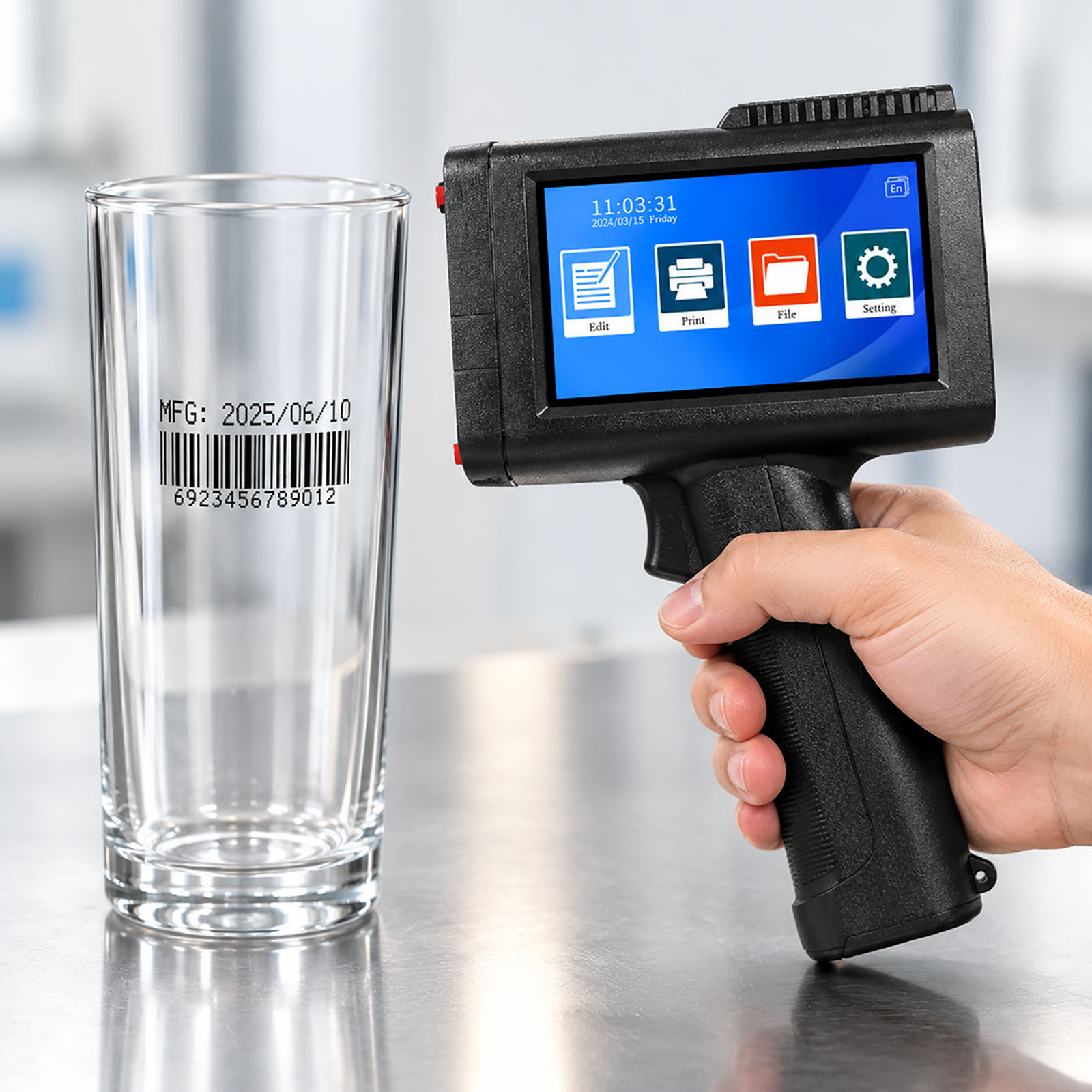Barcode Printer - ZM-C13 12,7mm Handheld-Tintenstrahldrucker Tragbarer Mini-Tintenstrahldrucker für